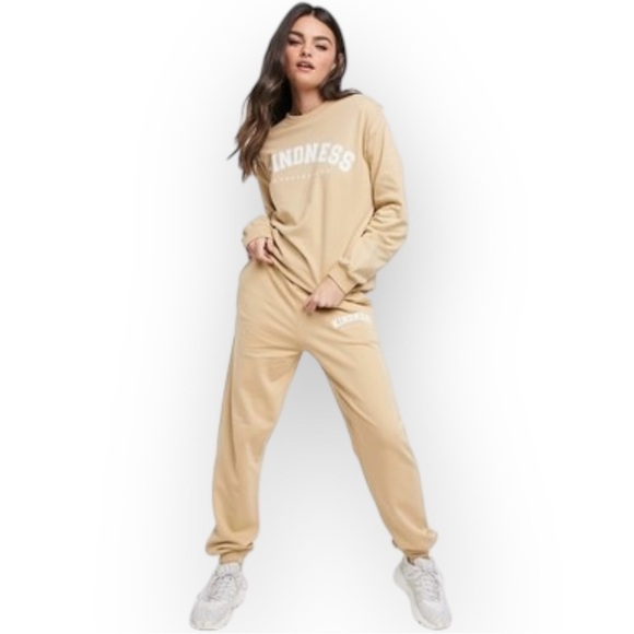 ASOS Women Cotton Tracksuit with Inspiring Kindness & Positivity Print – Size 2 - Picture 1 of 9